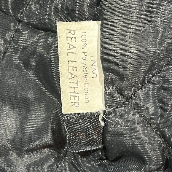 Vintage Classic Unisex Black Leather Motorcycle Jacket probably size Large - Picture 12 of 12